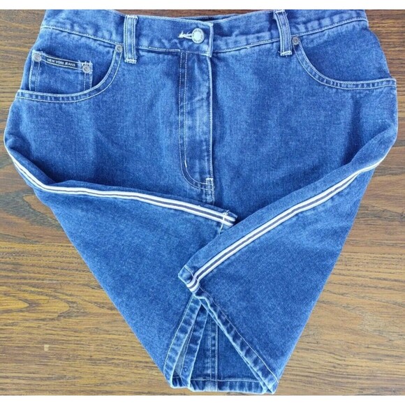 mini skirt Side Stripes 5 Pocket NY Jean Co ladies size 10 button up denim - Picture 7 of 7
